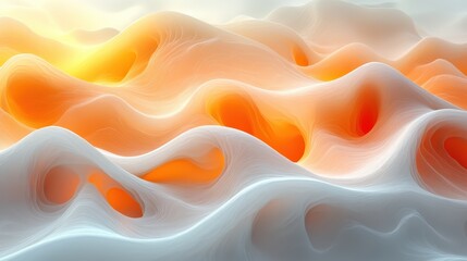 Obraz premium Abstract Waves of Orange and White Flowing in Smooth Curves