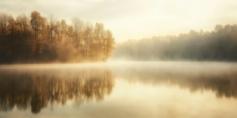 Fototapeta premium Misty sunrise over still water
