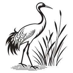 Fototapeta premium Crane silhouette black vector