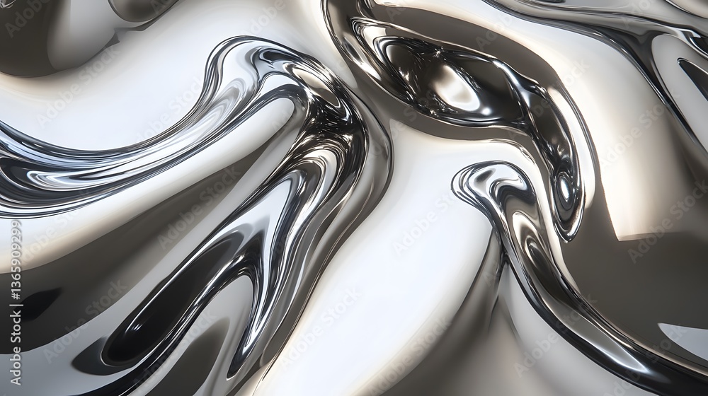 Poster metallic flowing liquid surface rendered to create an abstract design