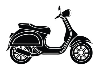 Obraz premium vintage scooter vector illustration, Scooter Shilutte icon, Scooter vector design.
