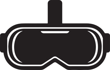 Virtual Reality Headset silhouette black vector illustration and white background