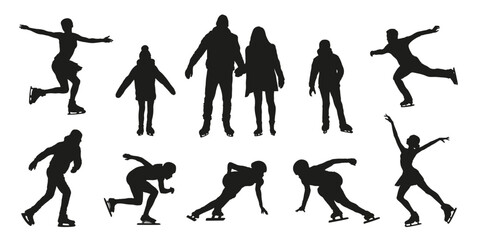 skating silhouettes on the white background
