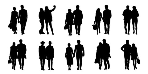 pair people silhouettes on the white background