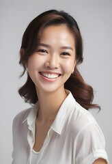 Cheerful Portrait of a Malaysian in Casual Attire against a Bright White Background