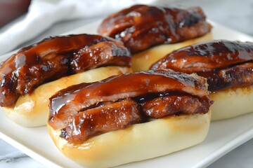 Delicious BBQ Pork Belly Sliders on Soft Buns