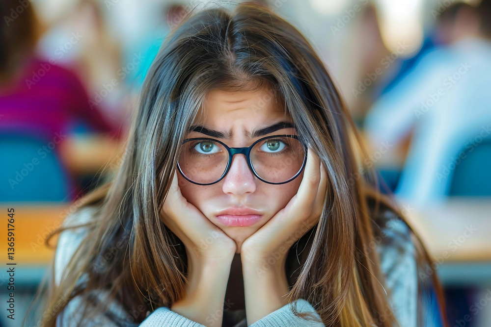 Poster generative ai image of student preparing for exam by writing notes from textbook in a focused study 