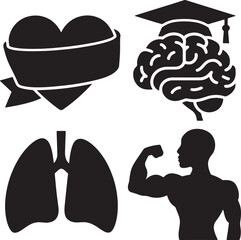 Wellness symbols  silhouette vector illustration