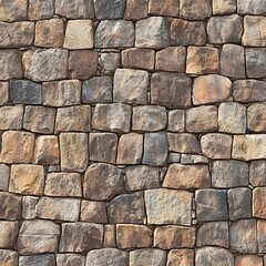 Obraz premium Rustic Brown Stone Wall Texture Seamless Pattern