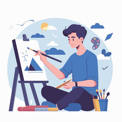 vector character people are painting art