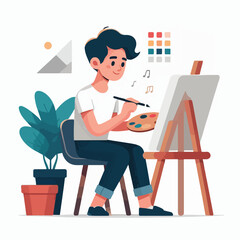 vector character people are painting art