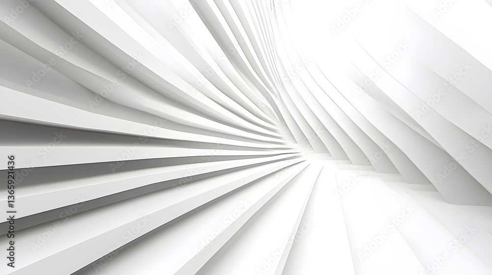 Poster an abstract white architectural design with flowing and curved elements