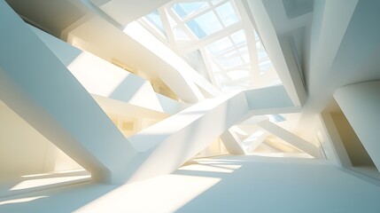 Fototapeta premium An abstract modern architectural interior rendered with bright illuminating light