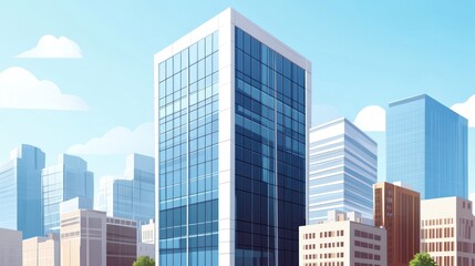 Obraz premium Modern city skyline, skyscrapers, sunny day, urban landscape, business background (1)