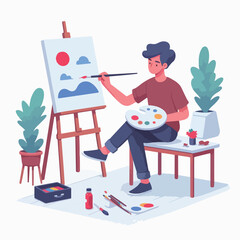 vector character people are painting art