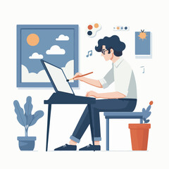 vector character people are painting art
