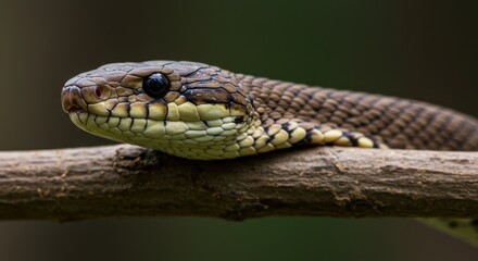 Obraz premium Detailed close-up of serpent resting, revealing intricate scale textures