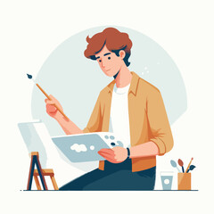 Fototapeta premium vector character people are painting art