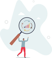 Economic cycle to study up and down on stock market, booming or recession, business cycle for marketing, statistic or data analysis concept.flat character life .