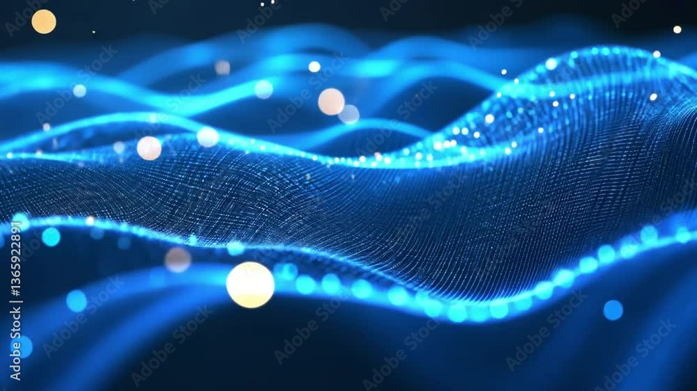 Poster abstract digital flow: a mesmerizing abstract depiction of digital data streams, flowing in waves of