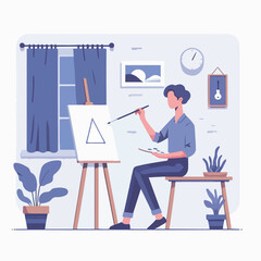 vector character people are painting art