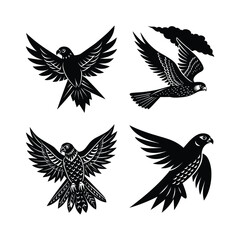 Set of phantom falcon bird vector.