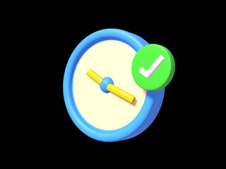 3d alarm clock icon for success delivery concept. 3d time watch minimal for manage concept of time, service and support around clock. 3d vector rendering illustration

