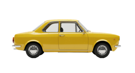 Isolated Classic Yellow Car