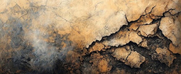 Obraz premium Cracked earth texture with intricate patterns and natural erosion for environmental themes