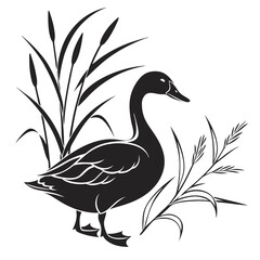 duck black silhouette icon vector