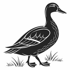 duck black silhouette icon vector