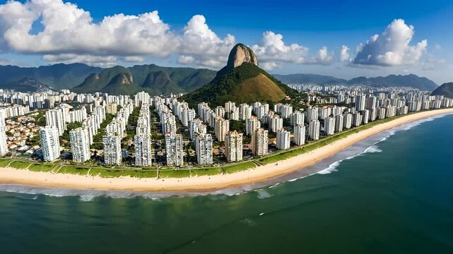 Aerial View of Barra da Tijuca Beach and Pedra da G?vea, Rio de Janeiro