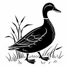 duck black silhouette icon vector