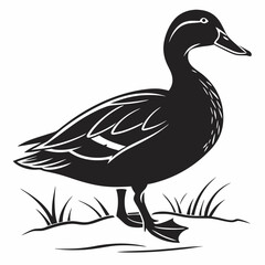 duck black silhouette icon vector