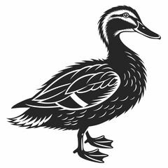 duck black silhouette icon vector