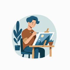 vector character people are painting art