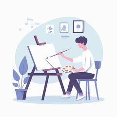 vector character people are painting art
