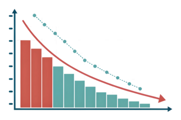 Business graph illustrating a significant drop in performance.