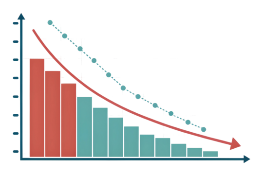 Business graph illustrating a significant drop in performance.