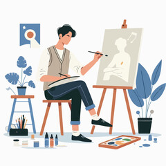 vector character people are painting art