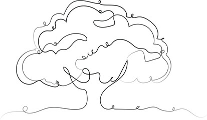 Black and White Tree Silhouette Vector Illustration