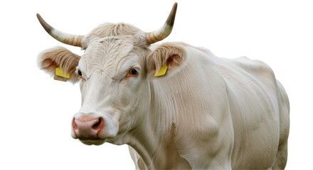 Isolated White Cow Portrait