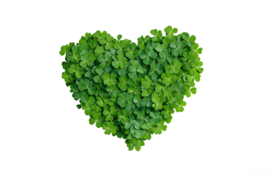 Design an abstract image of a heart composed of numerous small clover leaves Arrange