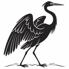 Egret black silhouette icon vector