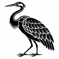 Egret black silhouette icon vector