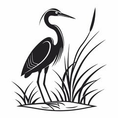 Egret black silhouette icon vector