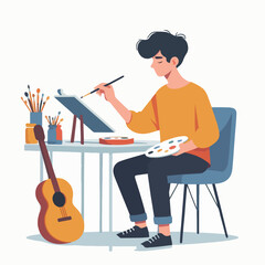 Fototapeta premium vector character people are painting art