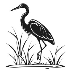 Egret black silhouette icon vector