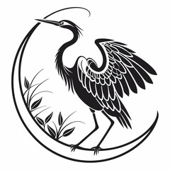 Egret black silhouette icon vector