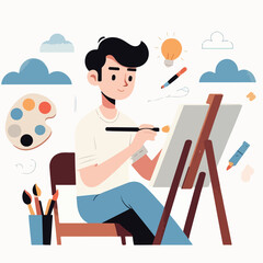 vector character people are painting art
